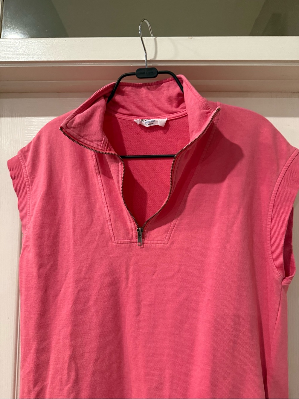 Double Zero Bright Pink Sleeveless Half-Zip mini dress